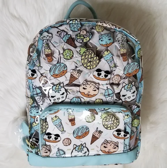 Betsey Johnson luv Betsey clear transparent mini backpack NWT New LUV BETSEY JOHNSON Cat Unicorn LARGE Black Rainbow Clear  main image 2